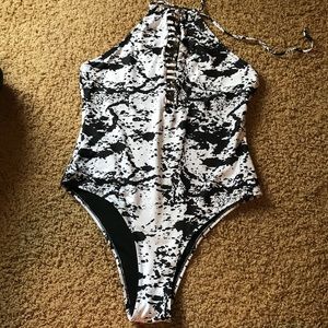 B&W One Piece Swimsuit